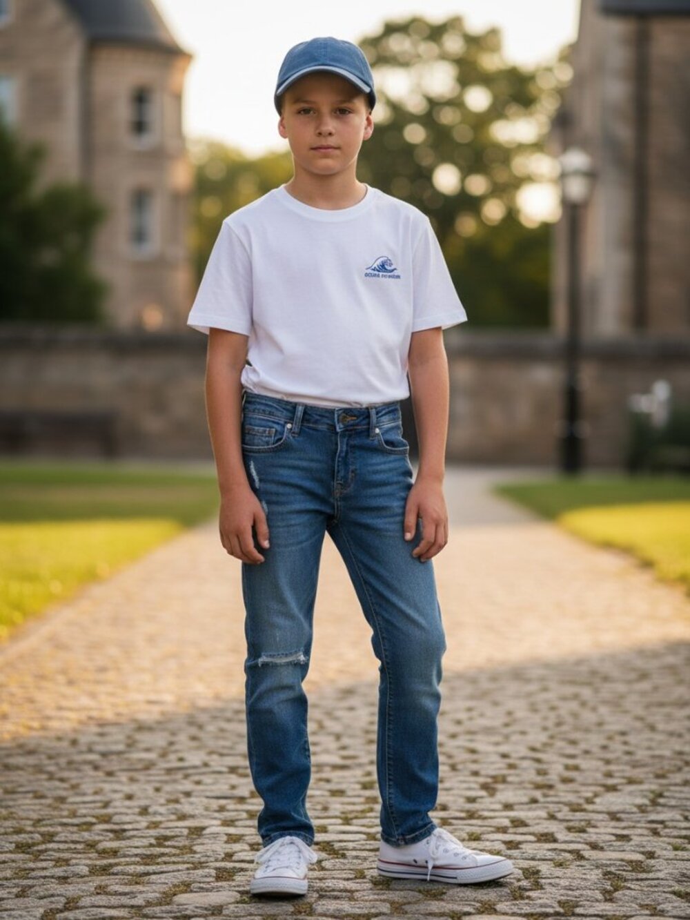 Old Navy Slim Jeans Boys Size‎ 16 Blue New Distressed 360 Stretch Built-In Tough